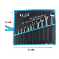 LJ-A000 18PCS /11PCS Dual-use Open-end Wrench in Bags Tool Set  Spanner Ratcheting Wrench Combination Set