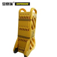 SAFEWARE, Folding Fence Height 1m Length Range 0.32-3.8m Plastic Material Yellow with Roller, 11227