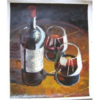 oil painting wine bottle
