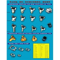 AIR HOSE COUPLING AND DOUBLE BOLT HOSE CLAMP