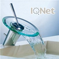 waterfall faucet with glass tray