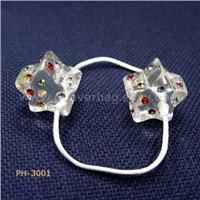 Pentacle Type Ponytail Holder With Colored Crystal Decoration