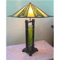 Tiffany table lamp with panel base