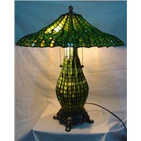 Tiffany Green Lotus Mother-Son Table Lamp