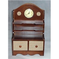 Wooden Clock with Two Drawers