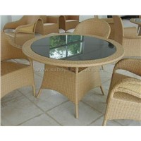 Wicker and Glass Table