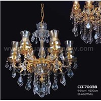 Crystal Chandelier with Glass Lampshade