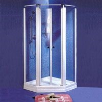 Shower with Diamond-Shape Pivot Door