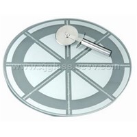 Round Glass Pizza Board With Cutter