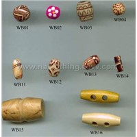 wooden button and beads