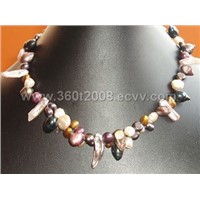 multicolor FW pearl&amp;amp;biwa bead necklace S925
