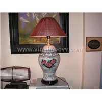 Table Lamp with Red Flowers