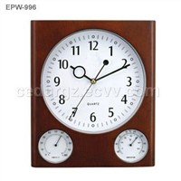 Wooden Weather Station Wall Clock