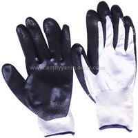Black nitrile palm coated glove