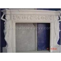 Indoor White Marble Fireplace