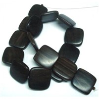 Tiger Ebony Flat Square Wood Beads 25x25x5-6mm Center Side Drilled (TEWF-2568)