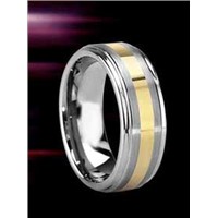 Tungsten Ring with Gold Inlay