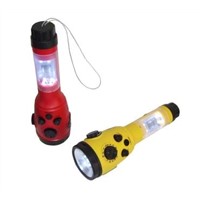 Crank LED flashlight with radio