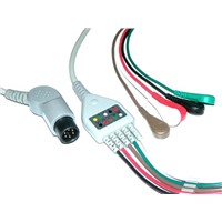 One-piece ECG cable with leads