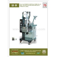 FULLY AUTOMATIC VERTICAL FORM, FILL AND SEAL TEA BAG PACKING MACHINE WITH THREAD &amp;amp; LABEL.