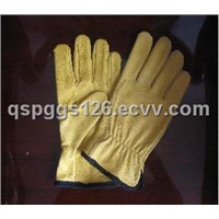Yellow Cowhide Working Gloves (HR-613)