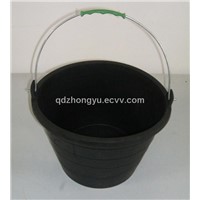 black barrel,construction pail,household container,rubber bucket