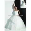 A-Line Floor Length White Strapless Satin Western Wedding Dress DWWD0001