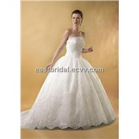 Sweetheart Satin&amp;amp; Organza a-Line Inspired Floor Length Elegant Bridal Gown DEWD0014