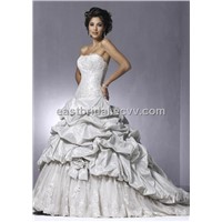 Strapless A-Line Floor Length Satin Elegant Bridal Gown (Dewd0020)