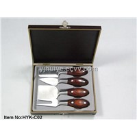 4 pcs Cheese knife set wooden handle Cheese tool set