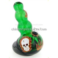 Festival Hand Printed/Drawing Glass Skull/Bob Marley/Peace Bong Green Recliner