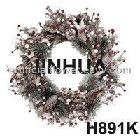 pine wreath,Xmas wreath,Christmas Snow Berry Wreath