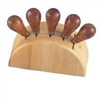 5 pcs Cheese Knife with Wooden Stand (CR-06)