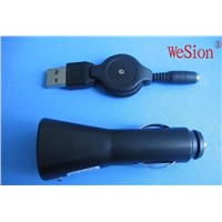Car charge USB retractable line
