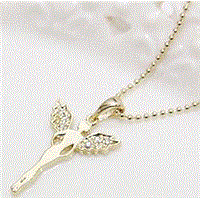 Gold Necklace with Drill Angel Wings