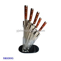 6pcs Knife Set in Stainless Steel Forge Color Wood Handle