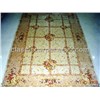HAND KNOTTED SILK AND WOOL CARPET ROYAL FLOWER DESIGN