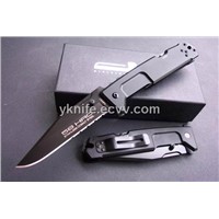 0881 Black-Ti Finish Combo Edge Pocket Knife W/Black Aluminum Handle