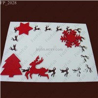 Christmas design polyester felt placemats and coasters set