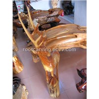 Wood Carving Camphor (Tea Table and Deer) woodcarving