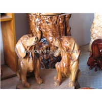 Wood Carving Red Camphor (Dog) woodcarving