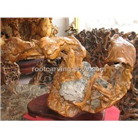 Wood &amp;amp; Root Carving (Boxwood And Root Lithocarpus &amp;quot;the Old Fish Fisherman&amp;quot;) woodcarving