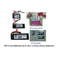 RC hardcase car batteries/ sonic battery,RFI 6 Cell 4000mAh 22.2V 40 C Li Poly Lithium Batteries