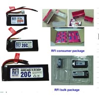 RFI  RC High Rate Li-Po2 Cell 1800mAh 7.4V 40 C Li Poly Lithium Batteries