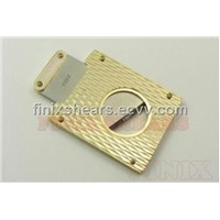 Cigar Cutters All Stainless Steel in Golden Diamond Texture Surface
