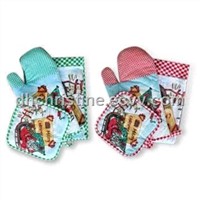 3-piece Kitchen Set, Made of 100% Cotton, Customized Designs are Accepted