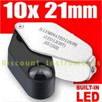 10X Jeweler Loupe Magnifier + LED Light , 21mm Lens
