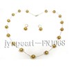 8mm Gold Round Pearl Necklace with 14k Gold Chain