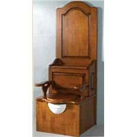 Bathroom Toilet with Wooden Seat