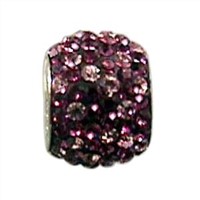 Screw Threaded Sterling Silver Core Glass Bead with Crystal